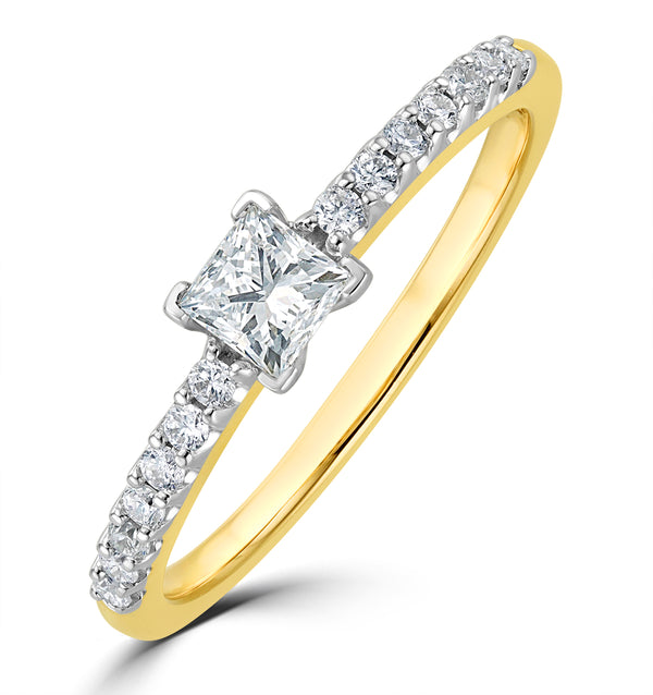 Princess Cut Lab Diamond Engagement Ring 0.50ct H/Si in 9K Gold